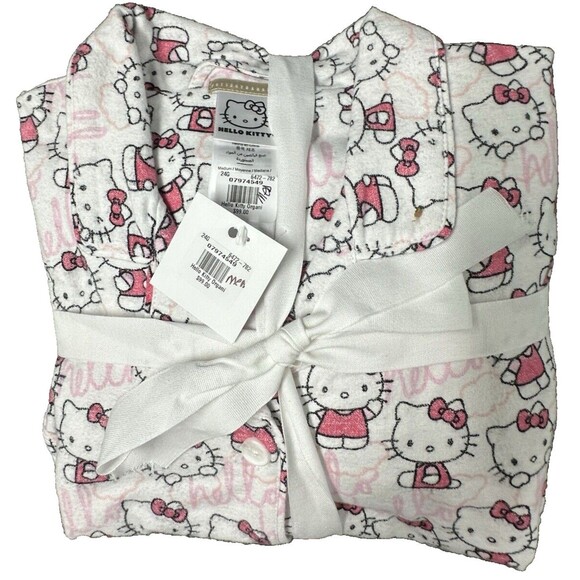 Pottery Barn Teen Hello Kitty Organic Cotton Flannel Pajamas Size Medium New - Picture 3 of 9